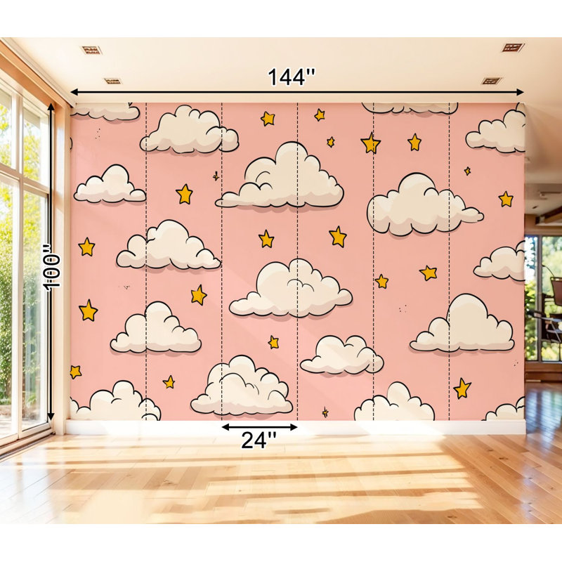 Papier peint adhésif pelez et collez, thème transparent pour enfants, art mural rose, adhésif et amovible