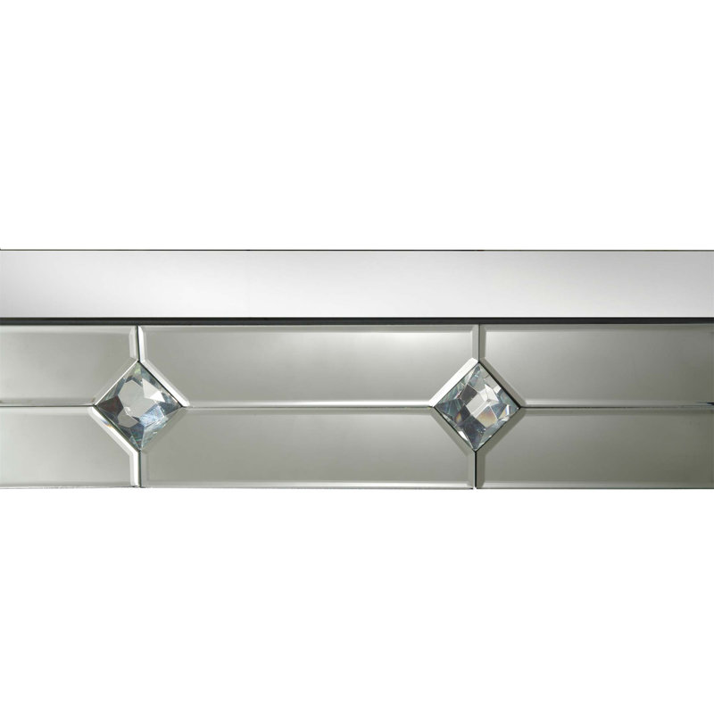 Hessa Mirrored & Faux Rhinestone Console Table With Elegant Sled Base, Perfect For Modern And Glamorous Interiors