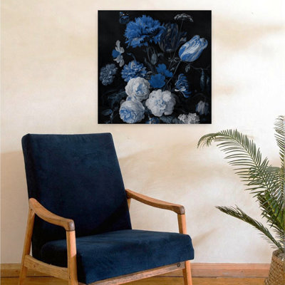 Art mural paysage floral bleu foncé