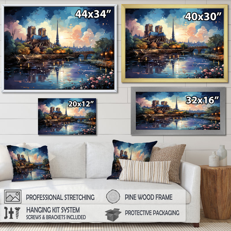 Paris Paris la nuit I, Cadre simple noir, H 24 po x l 32 po x P 1 po