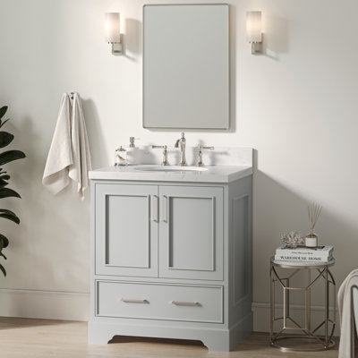 30.25'' Single Bathroom Vanity with Carrara Quartz Top