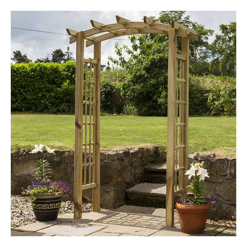 Monterey 134cm W x 72cm D Solid Wood Arbour in Natural