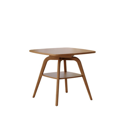 Modern Wooden Dining Table With Storage Shelf, Walnut Finish