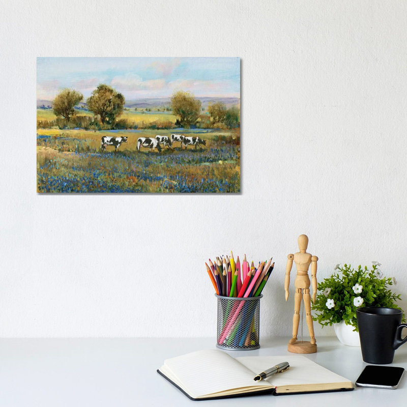 Field Of Cattle I by Tim OToole - Wrapped Canvas Painting, 20.32 cm H x 30.48 cm W