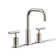 Purist® Widespread Faucet with Drain Assembly Low Lever Handles and Low Gooseneck Spout