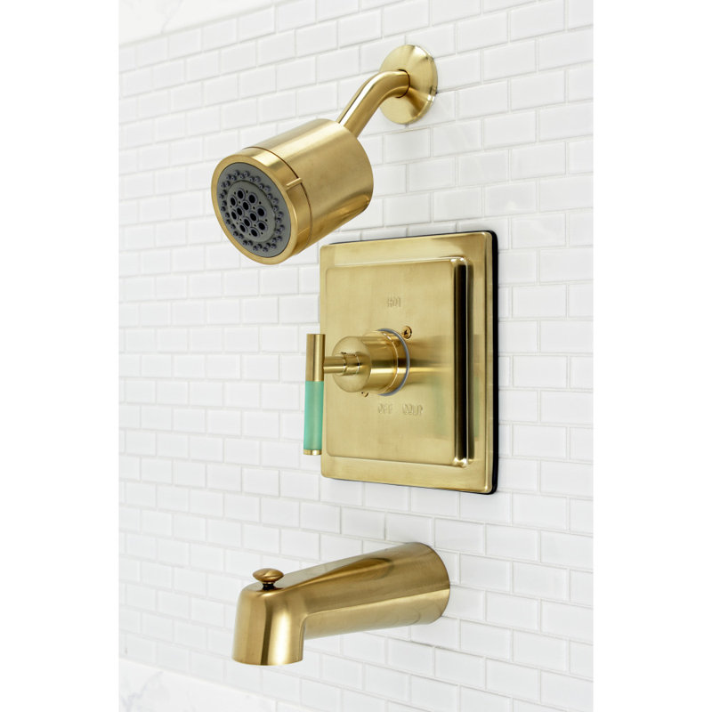 Kingston Brass Kaiser Single-Handle Pressure Balanced Tub and Shower Faucet, Brushed Brass