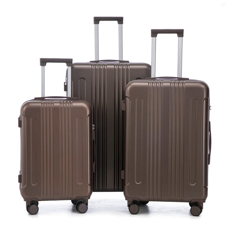 20 po / 24 po / 28 po 3 pièces / ensemble en valise à roulettes ABS, valise de cabine, couleur assortie, serrure à combinaison TSA (brun)
