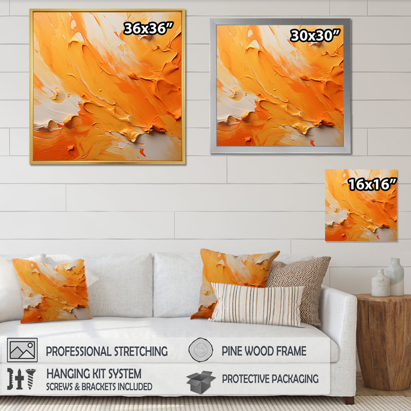 Tangerine Tango I - paysages abstraits, reproduction sur toile, H 16 po x l 16 po x P 1 po, Toile tendue