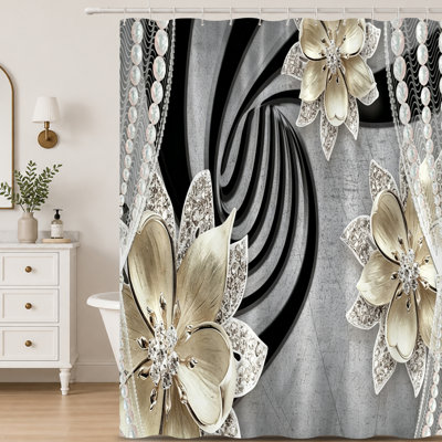 Shower Curtains with Hooks Included