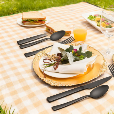 Ensemble de couverts 40 pièces pour 8 couverts en acier inoxydable noir mat avec finition satinée, 40 pièces, couverts et ustensiles de cuisine allant au lave-vaisselle