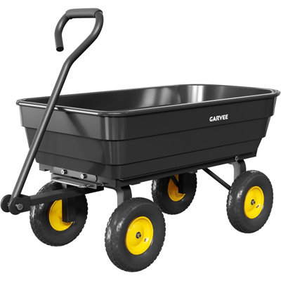 Chariot de jardinage en poly 600 lb - pneus tout-terrain de 10 po, vidage rapide, fixation pour VTT, chariot de jardin robuste