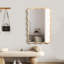 Miroir rectangulaire en bois massif 40 po x 28 po - Miroir mural HD moderne avec cadre à vagues artistique pour la salle de bain, la chambre à coucher et le vestibule-1206414010-1206413952-1206413958