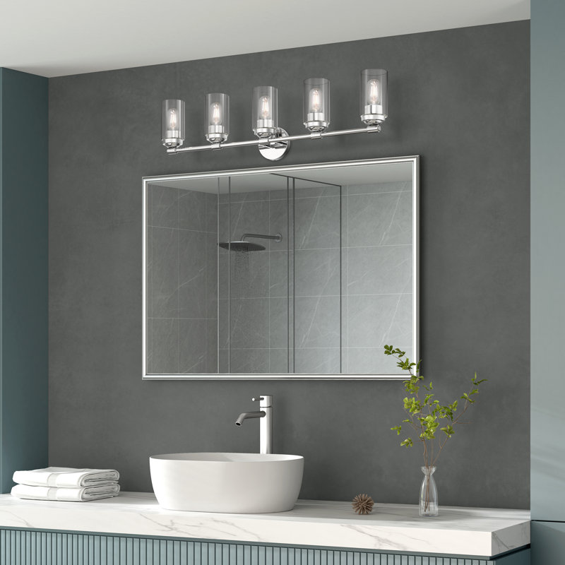 Éclairage de salle de bain à intensité variable à 5 lumières Ashveen, Chrome poli