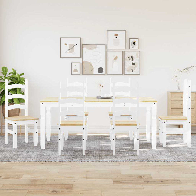 Aariah 6 - Person Wood Patio Dining Set with, White
