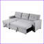 Canapé modulaire moderne en lin avec canapé-lit simple et minimaliste Chaise avec rangement | Gris | Accoudoirs carrés-120867386