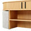 Table basse multifonctionnelle ovale avec rangement et 4 tabourets en tissu, parfaite pour les espaces de vie compacts et l'utilisation familiale
