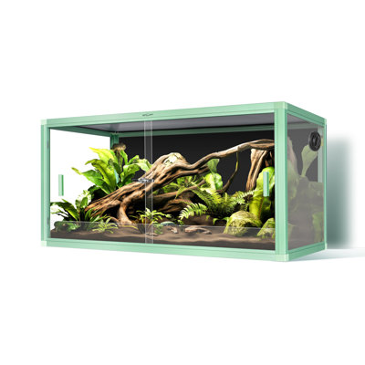 REPTIZOO 50 Gallon Bearded Dragon Tank, Reptile Enclosure For Easy Maintenance, Front Opening Reptile Tank With Top Screen Ventilation & Glass Sliding Door 36''X18''x18''