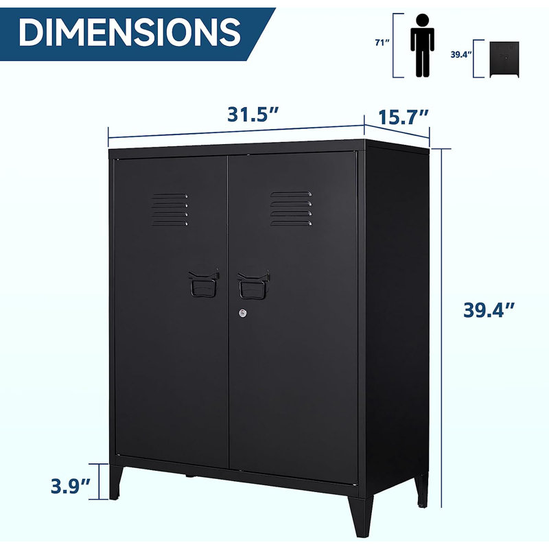 Latedra 31.5'' Wide Storage Cabinet, Black