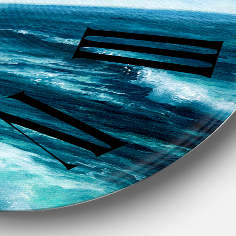 Wild Blue Ocean Waves II - Horloge murale nautique et côtière, Grand
