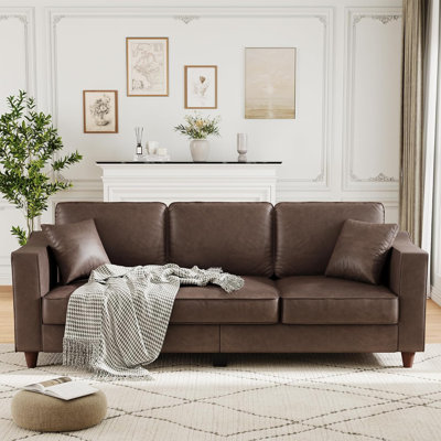 Canapé en similicuir, canapé et 2 coussins décoratifs