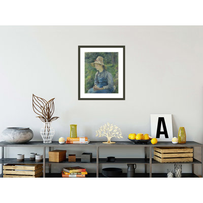 Peasant Girl with a Straw Hat by Camille Pissarro -Framed Giclee Print
