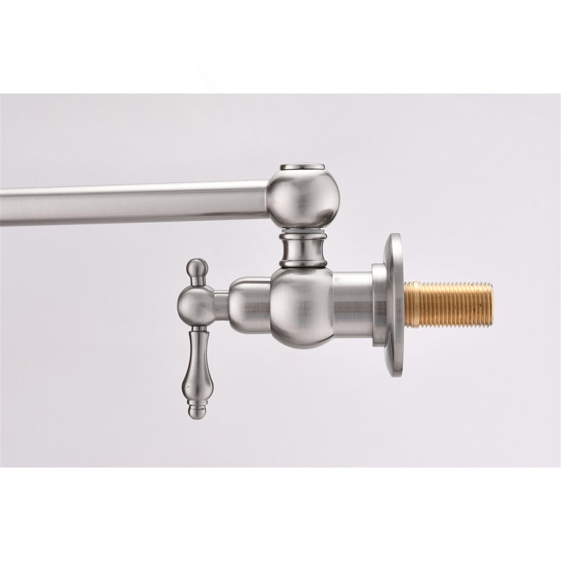 Wall Mount Folding Kitchen Pot Filler Faucet, Brushed Nickel