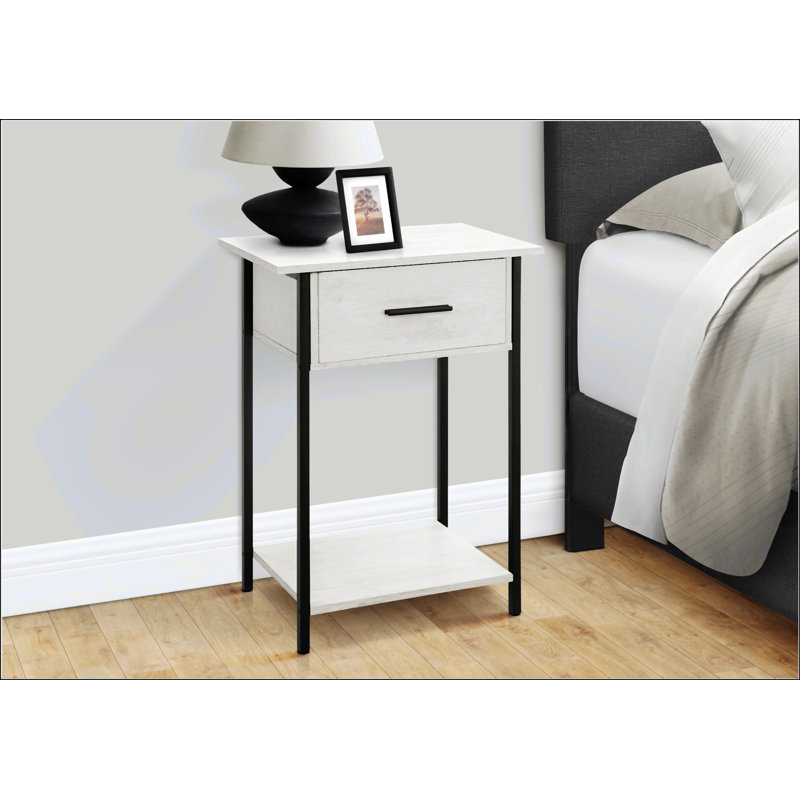 Table d'appoint rectangulaire avec tiroir de rangement, Blanc