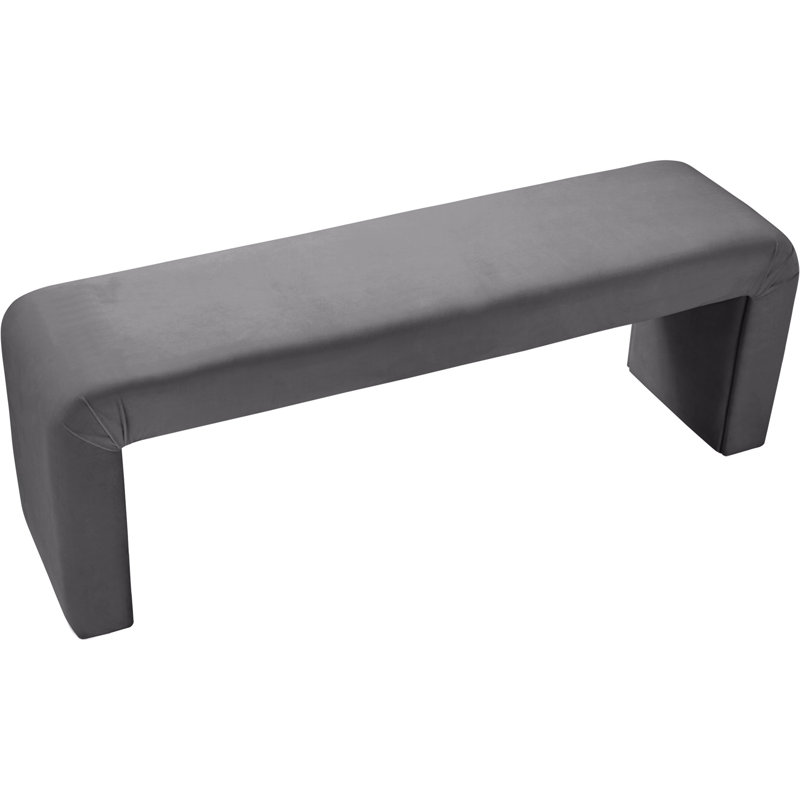 Edenborn Velvet Upholstered Bench, Grey Velvet