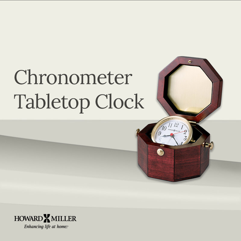 Weather and Maritime Traditional Analog Quartz Alarm Tabletop Clock in Glossy Rosewood