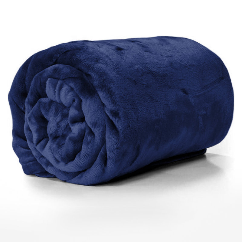 Couverture réversible en fausse fourrure de peluche vison, Simple (60 po x 80 po), Marine