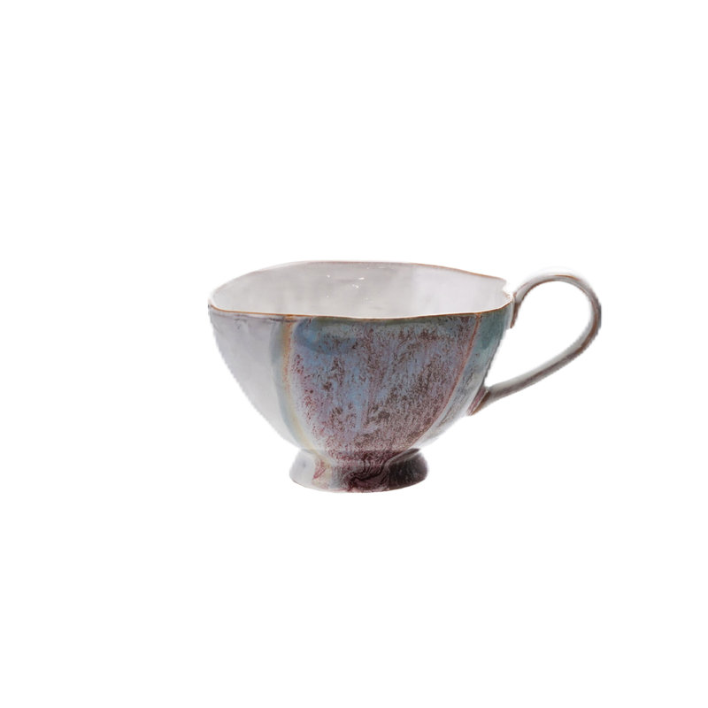 Tasse à pied en grès 4 pièces avec glacis réactif