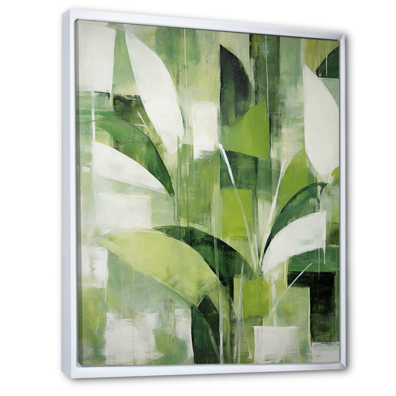 Abstrait, plantes vertes, minimalisme, collage rétro - plantes, art sur toile, H 40 po x l 30 po x P 1,5 po