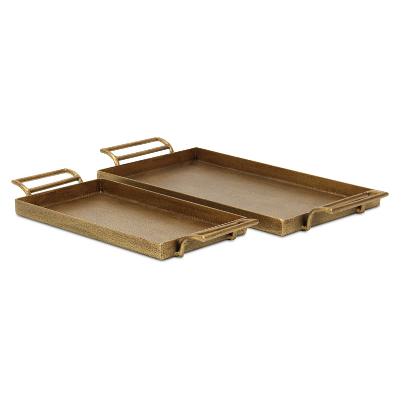 Lunette 2 Piece Gold Cast Iron Tray Set