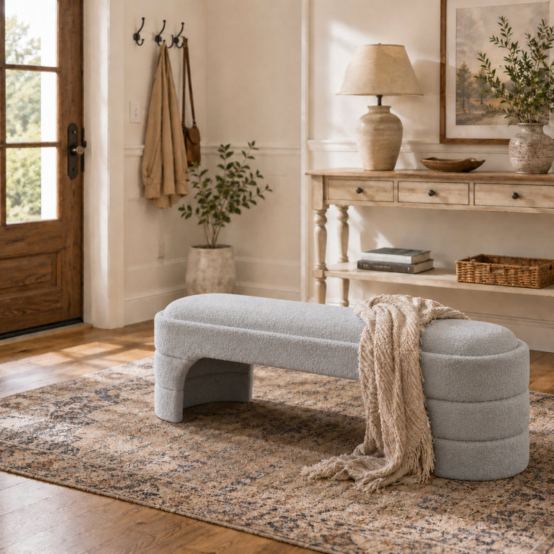 Banc de chambre rembourré 65 "pour vestibule, Gris