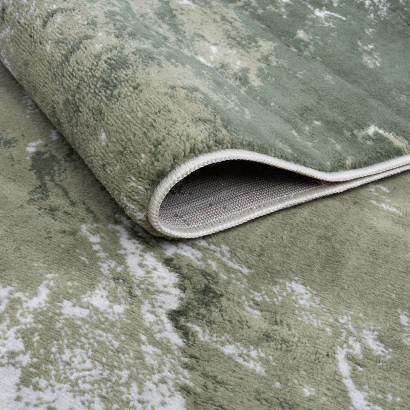 Elaris Collection Rectangle Marble Area Rug, Green/Light Grey, 160X230 cm