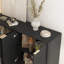 Buffet noir moderne avec rangement, buffet cannelé, grand buffet avec tablettes réglables, crédence, console d'appoint, buffet-125535203