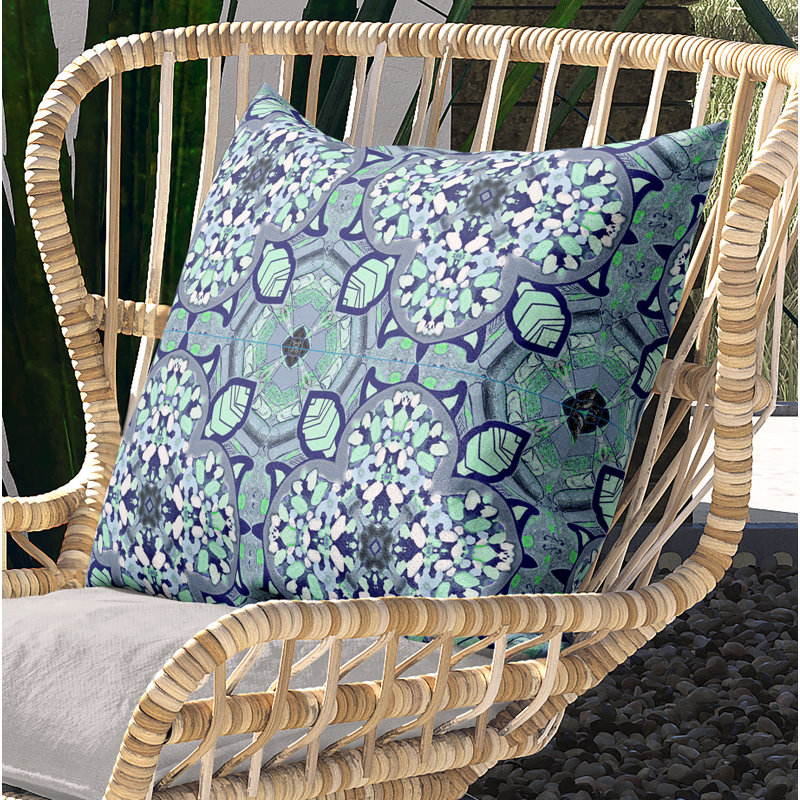 Housse de coussin carré et insert, 18" x 18", Bleu pâle / turquoise
