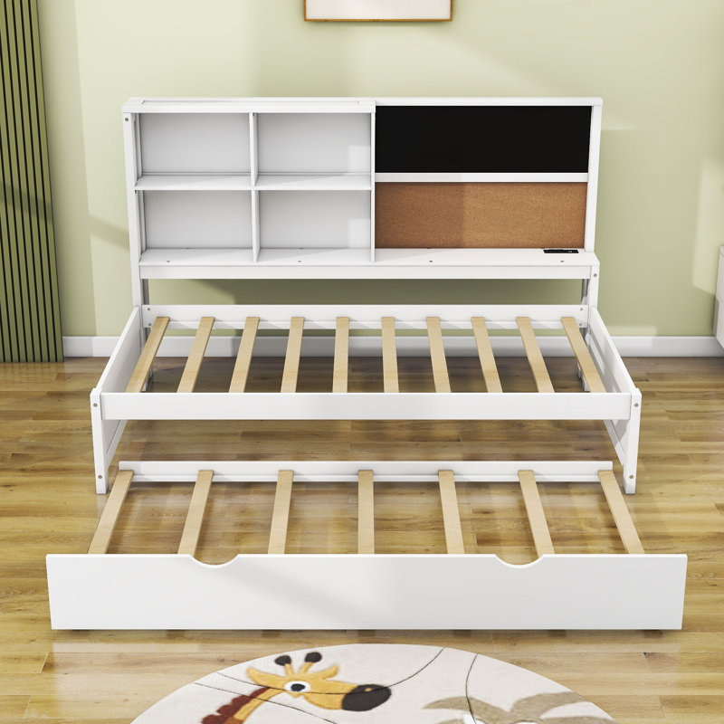 Adynn Wood Daybed with Shelves and Blackboard, Twin