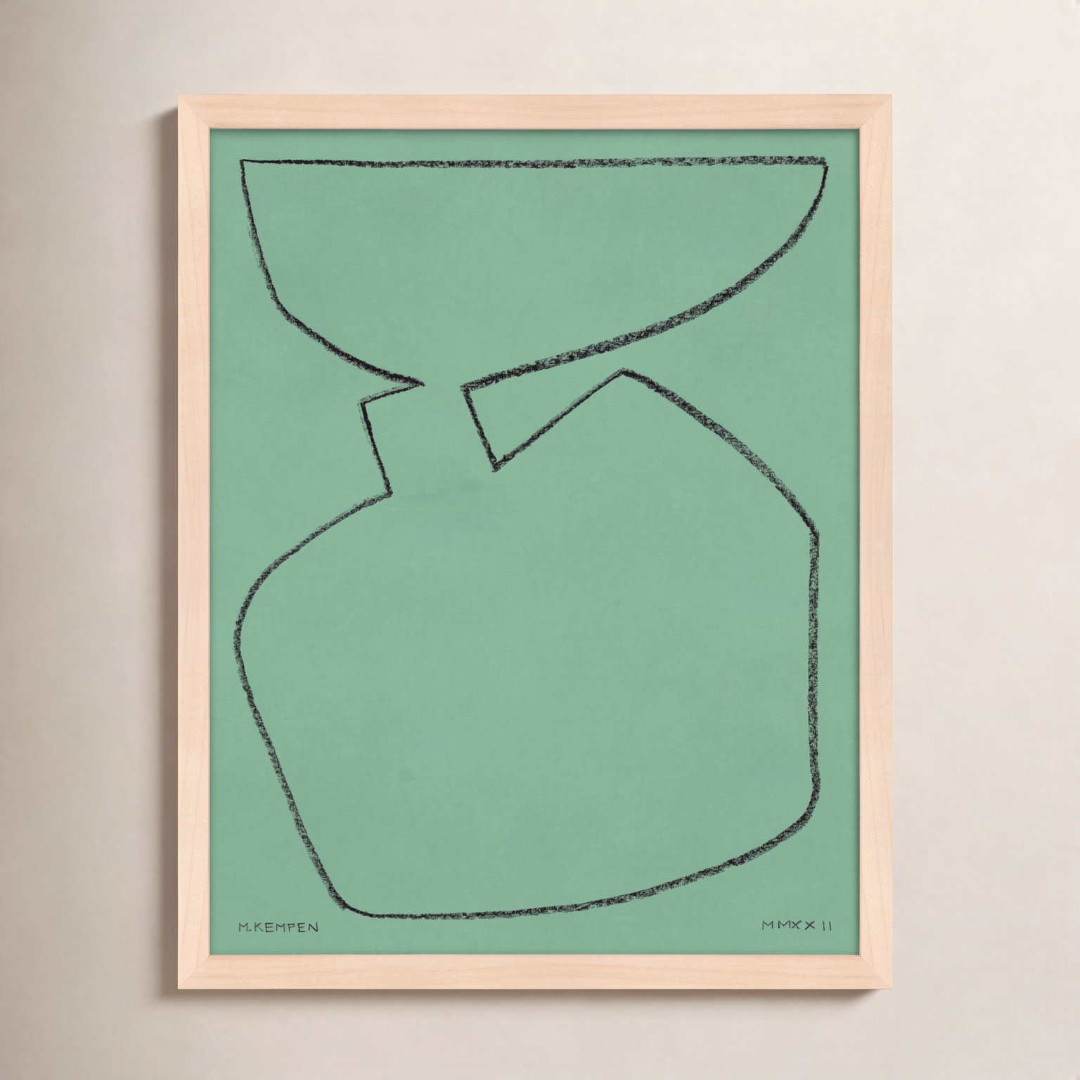 Freya "Sage 2" Print, 24" W x 30" H, Maple Framed