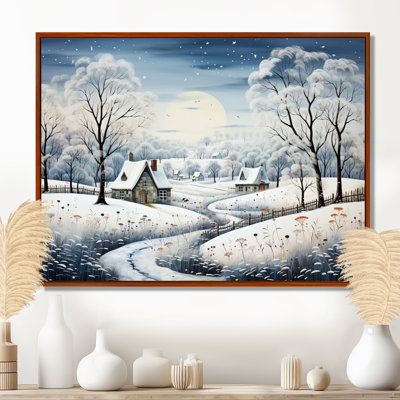 «Countryside Snowy Minimalisme Winter V», impression sur toile encadrée