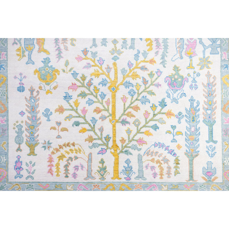Flora Hand Knotted Wool Floral Area Rug, Rectangle 10' x 14'