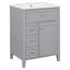 Meuble-lavabo gris de 24 po avec lavabo, panneau de fibres à densité moyenne et fabrication en bois d'hévéa, 3 tiroirs et armoire avec tablettes réglables, conception moderne pour les petites et moyennes salles de bain-704279204