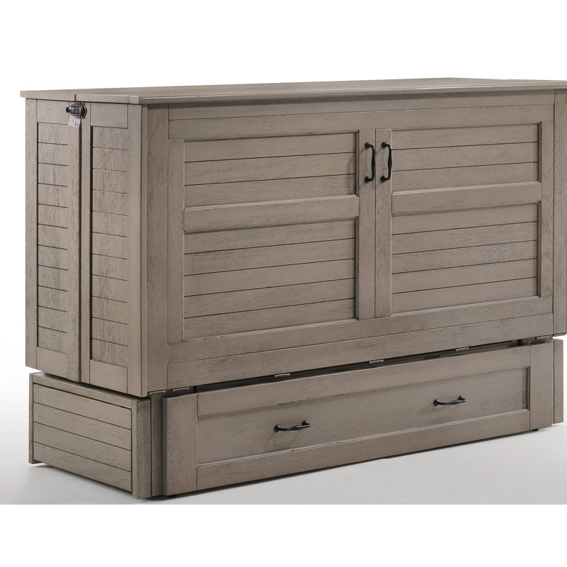 Lit-armoire avec grand lit Luka, Bois de flottage brossé