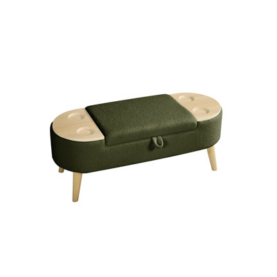 Ottoman Oval Storage Bench D Pile Fabric Bench With Large Storage Space  Living Room, Entryway And Bedroom