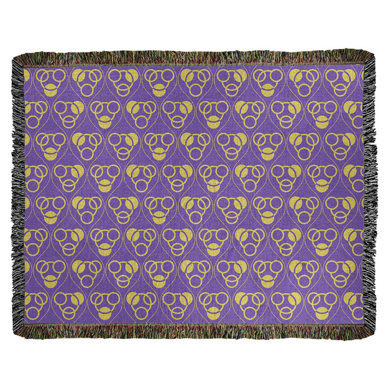 Couverture en coton tissé Classic, L 37 po x L 52 po, Mauve/jaune