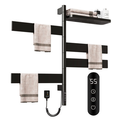 Barre à serviettes chauffante électrique, radiateur de salle de bain intelligent, radiateur de salle de bain à brancher / câblé, support pour sèche-serviettes