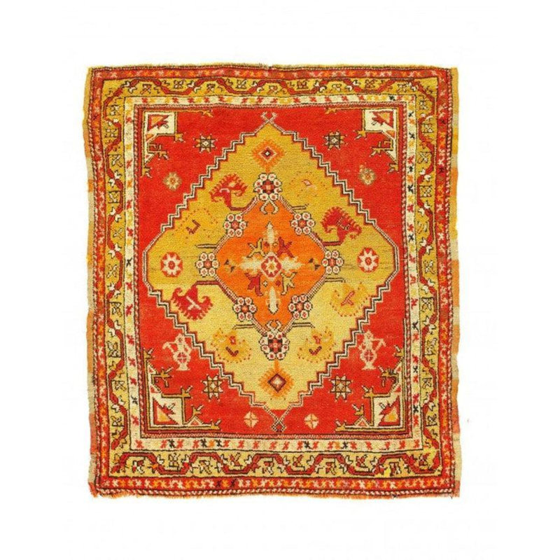 Canvello Fine Hand Knotted Turkish Antique Oushak 3'11'' X 4'6''