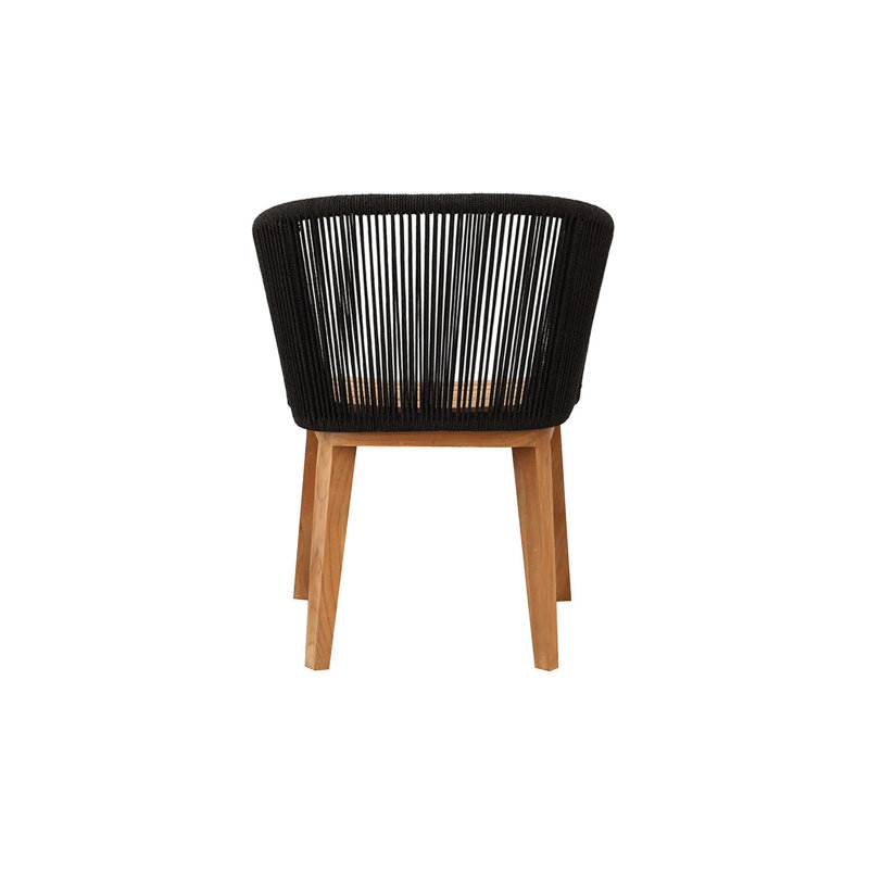 Ensemble de chaises d'extérieur en corde et teck Chalfield (ensemble de 2), Noir, noir, noir, noir