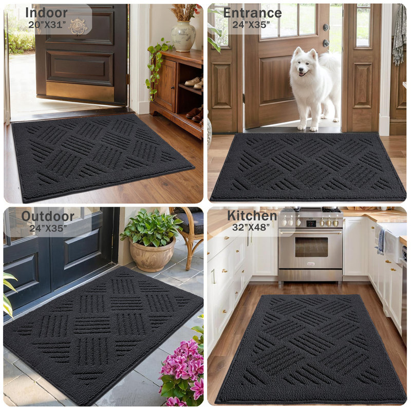Tapis d'entrée antidérapant antidérapant Premium Premium, Gris foncé, L 32 po x L 48 po