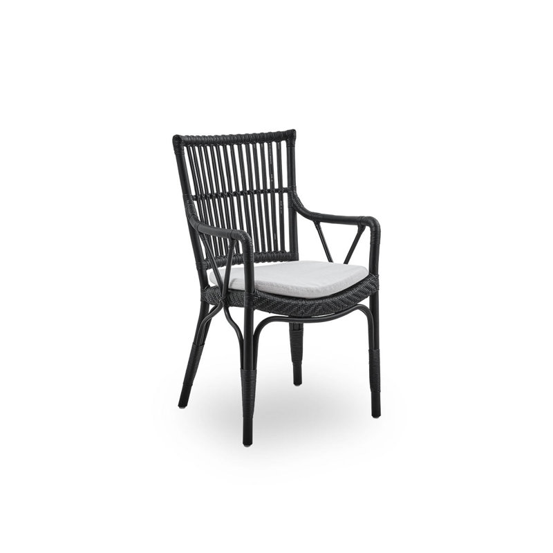 Piano Rattan Dining Armchair, Matte Black